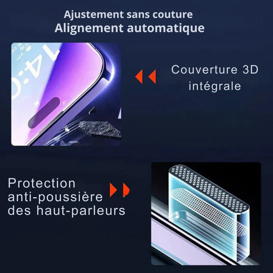 Protection d'écran 3 en 1 - iPhone/Samsung