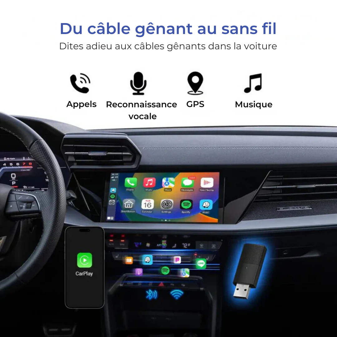 Adaptateur WirelessAuto® | Solution sans fil universelle + 2 ans de garantie