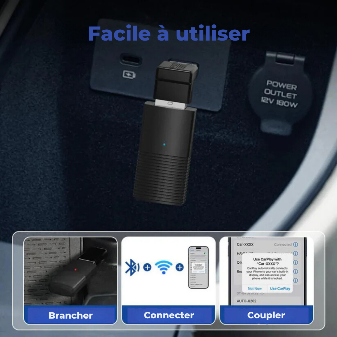 Adaptateur WirelessAuto® | Solution sans fil universelle + 2 ans de garantie